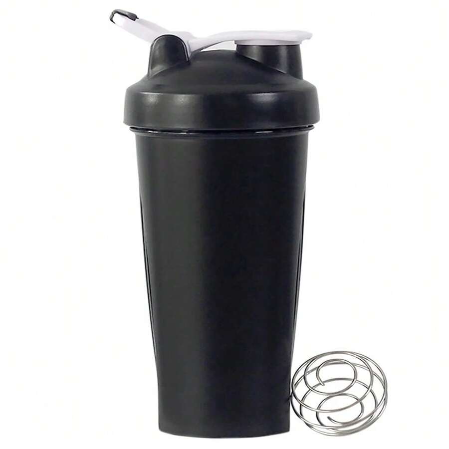 Portable Protein Shaker, 600ml Fitness Bottle With Wire Blender Ball For Fitness Enthusiasts, Athletes, Perfect For Outdoor Gym, 1 Pc.