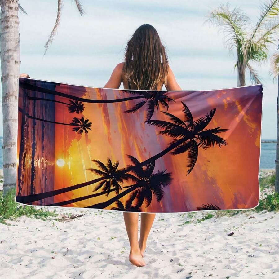 1pc Large Beach Towel, Ocean Design Bath Towel, Travel & Vacation Essential Gift, Swimming Pool Towel, Camping Adult Women & Men Beach Necessity Vacation Gift Summer, Holiday