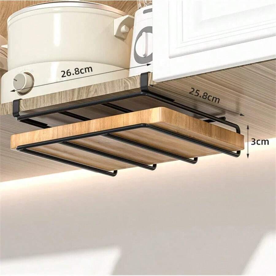 Stainless Steel Kitchen Hanging Organizer Rack With Hooks Paper Towel Rag Hanging Rack Cutting Board Pot Cover Storage Shelf