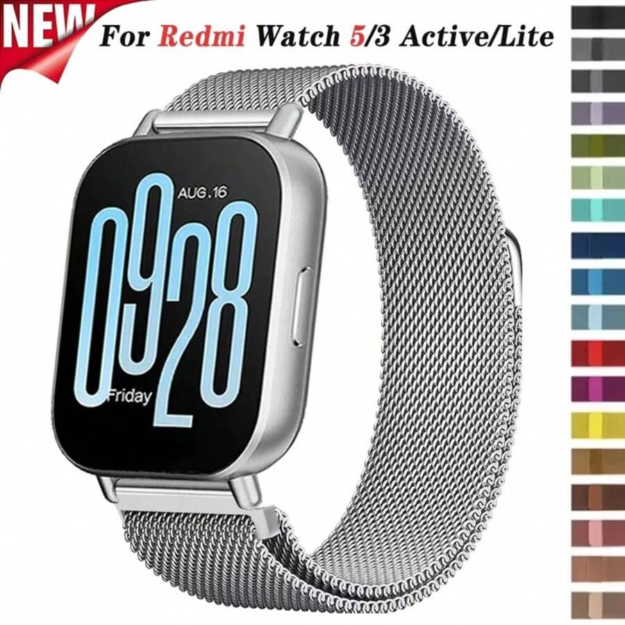 Mailänder Armband kompatibel mit Xiaomi Redmi Watch 5 3 Active, Metallsolo-Schleife Edelstahlarmband, kompatibel mit Redmi Watch 5 3 Lite, magnetisches Armband