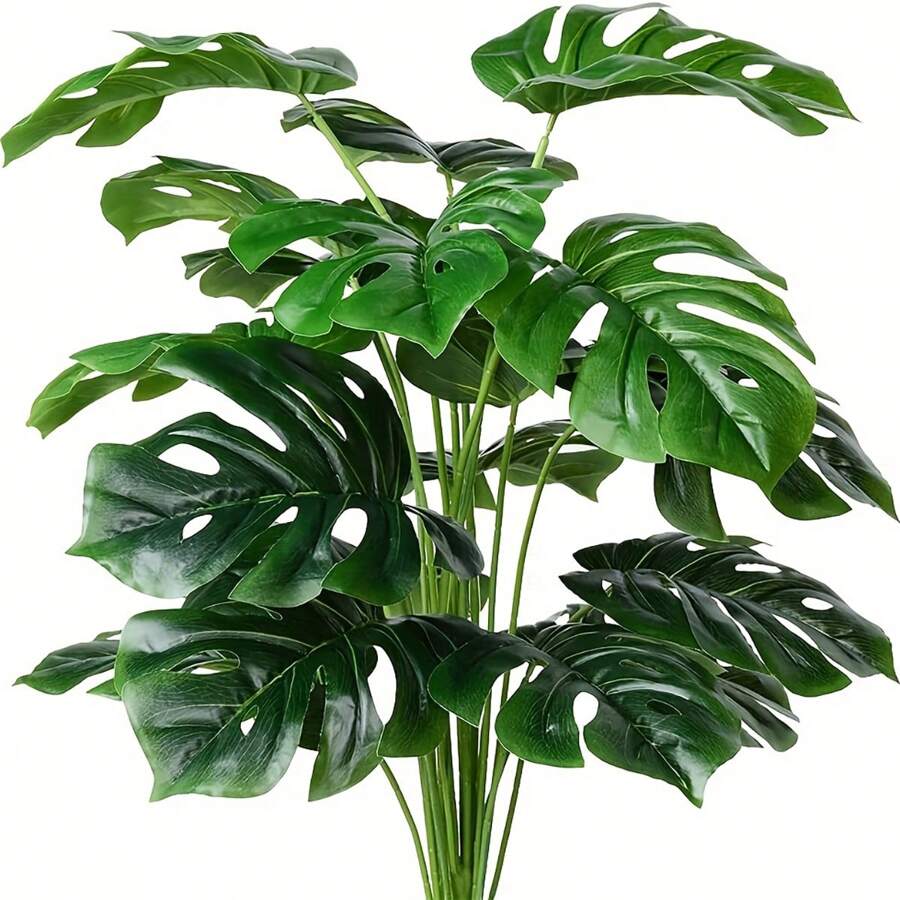 1pc Artificial Palm Plants Leaves Faux Turtle Leaf Fake Monstera Tropical Large Palm Tree Leaves Outdoor Leaf Plants Spring Summer Decoration