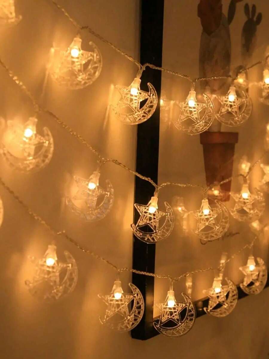 1 pieza de 3 metros con 20 luces con modelo de estrella para casa de verano, luces decorativas para hora de oración, decoraciones para ambiente de fiesta con funcionamiento a pilas (pilas no incluidas)