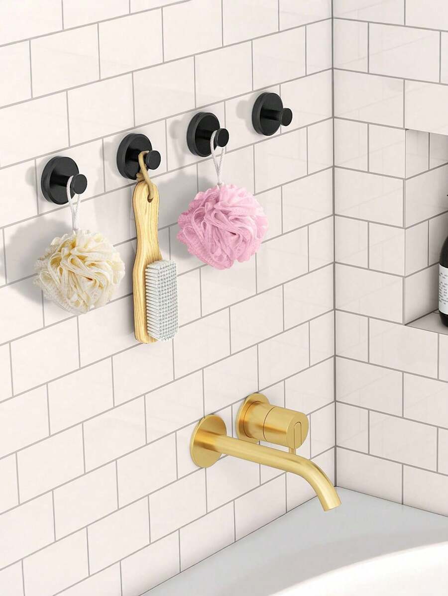 2 stuks bekerhaken voor douche, herbruikbare handdoekhaken voor badkamer, matzwarte douchehaken voor loofah, haken zonder boren, badkamerhaken voor montage op glazen douchedeuren, tegels, spiegels