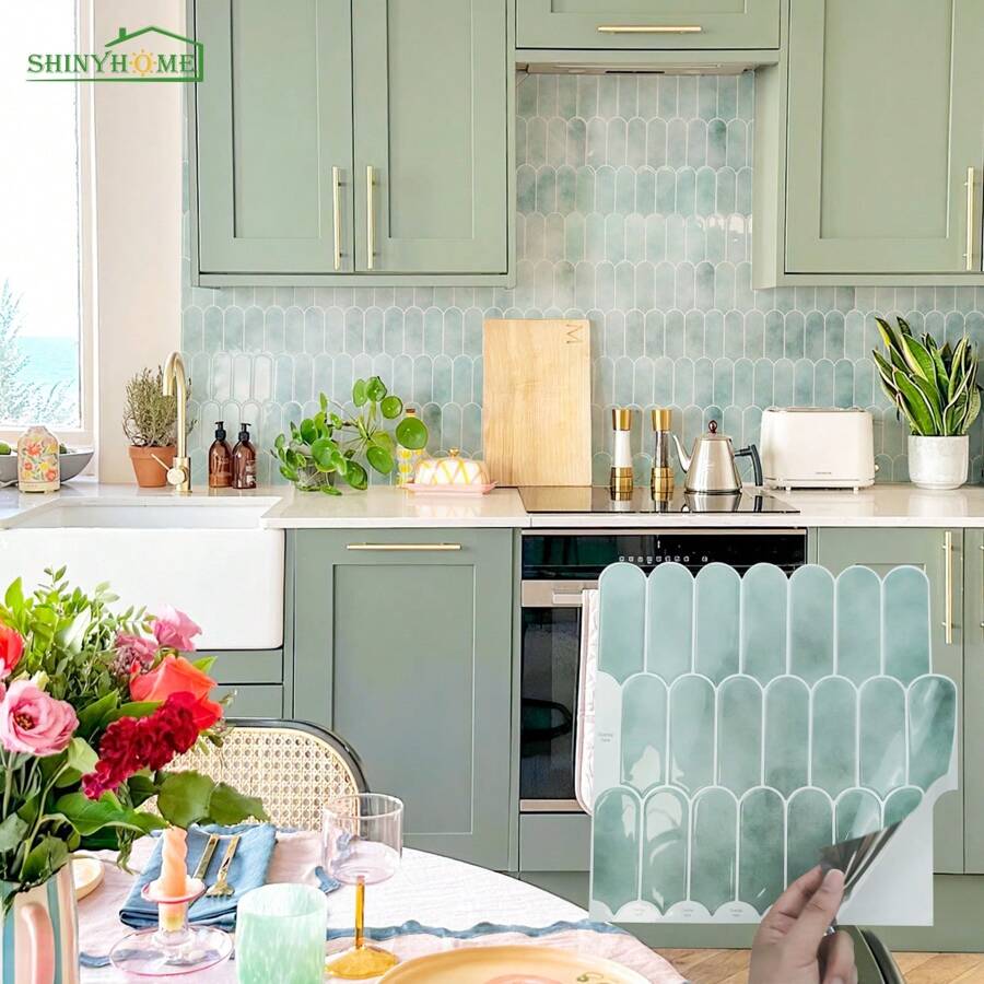 3D Matte Fish Scale Self-Adhesive Wall Sticker Kitchen Backsplash Wall Tile Waterproof Peelable Kitchen Bathroom Splashback For Home Wall Decoration 11.8" X 11.8" 10/30 Sheets (Teal/Milky White) Gifts Birthday Graduation Room Decor Home Decor Bathroom Decor Bedroom Decor Room Decoration Stuff Living Room Decor House Decor Home Decor Living Room Wall Paper Stickers Wallpaper Wall Stickers Personalised Stickers