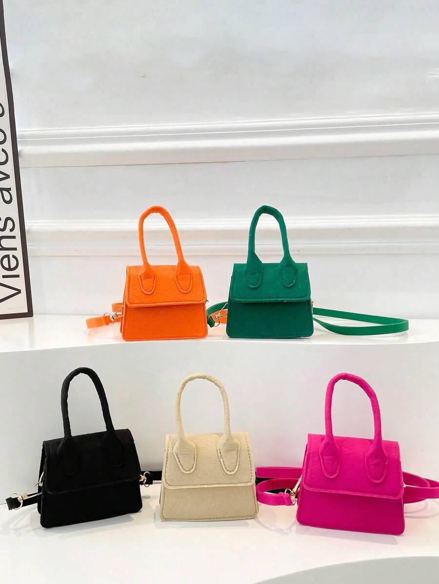 1pc Fashion Crossbody Bag Contrasting Felt Bag Casual Simple Hand-Held Personalized Fashionable Small Square Bag, High-Grade Solid Color Matching Crossbody Bag, Felt Fabric Magnetic Buckle Closure, Suitable For Girls To Go Shopping, Travel, Daily Use, Adjustable Shoulder Strap, Fashionable And Versatile Square Bag Shape, It Is The Best Choice For Giving Gifts To Friends