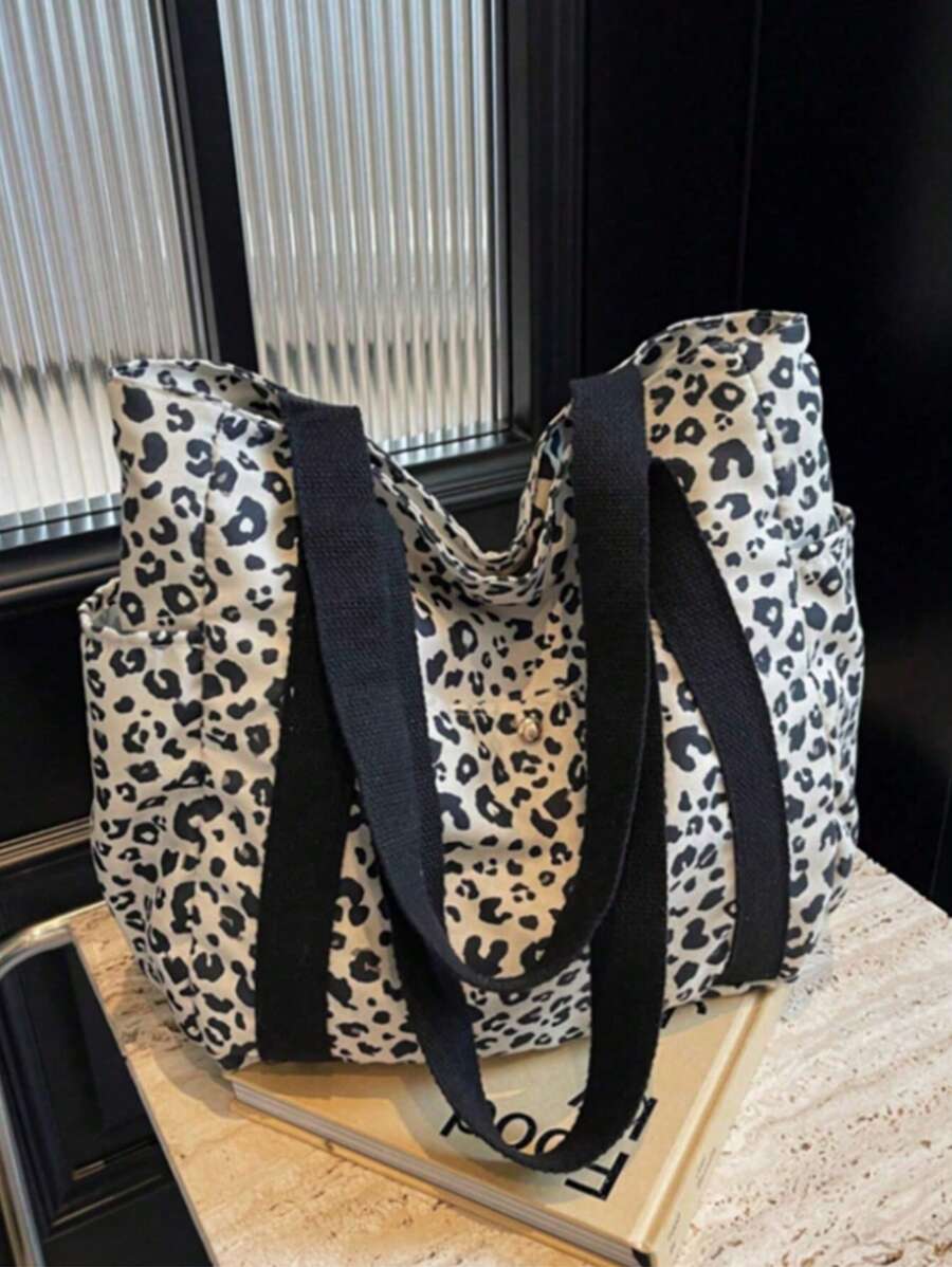 Fashionable Solid Color Tote Bag, Casual Simple Texture Contrast Color Large Shoulder Bag, Tote Bags For Students, Multiple Compartments, Perfect For Beach, School, Work & Daily Use, Artistic Style School Bag & Bookbag For Women Or Students, Perfect For Books, Shopping, Back To School And More