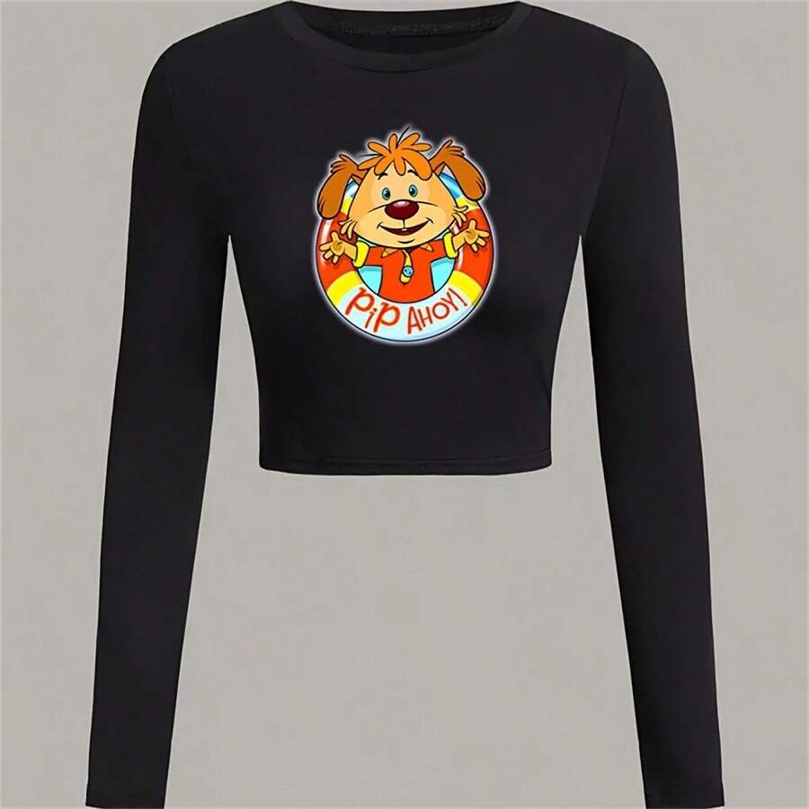 Pip Ahoy! Logo Crop Top Women'S Cropped Top Casual Sports T-Shirt