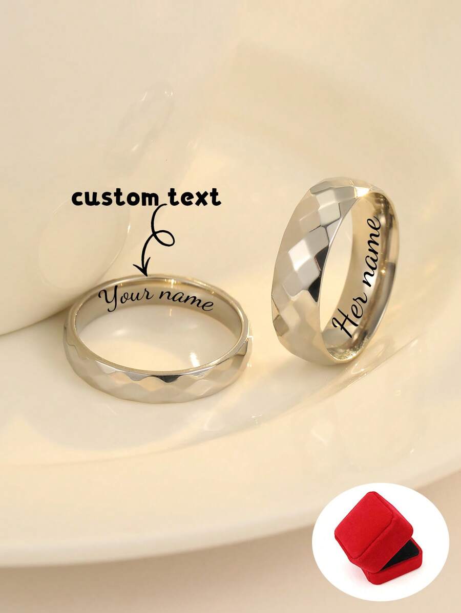 Nkeybbon 1 peça anel personalizado gravado para noivado e casamento, nome gravado ou presente para o dia dos namorados, dia do romance, feriados importantes