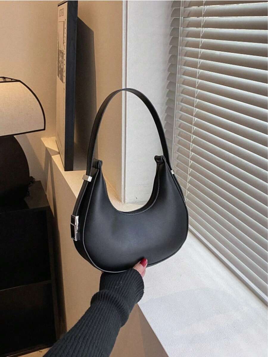 Women Solid Color Minimalist Hobo Bag New Solid Color Leisure Texture Fashion Shoulder Bag Underarm Bag Crescent Bag