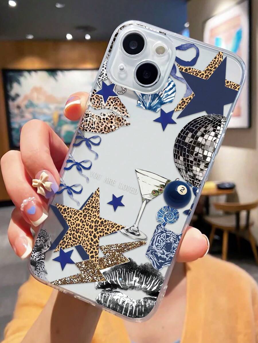 1pc Leopard Print Pattern Transparent TPU Anti-Fingerprint Phone Case Compatible With IPhone 13/11/14 Pro Max/13 Pro/15/15 Plus/15 Pro/15 Pro Max/12/12 Pro/12 Pro Max/14/14 Pro/13 Pro Max And Other Models