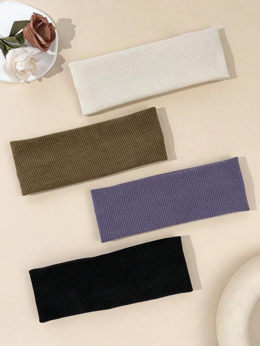 1/3/4 Peças Faixa de Cabeça Esportiva de Cor Sólida, Adequada para Uso Diário, Acessórios de Cabelo, Turbante, Faixa de Suor, Tiara