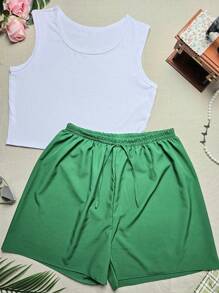 Calça verde escuro puro 08 branco
