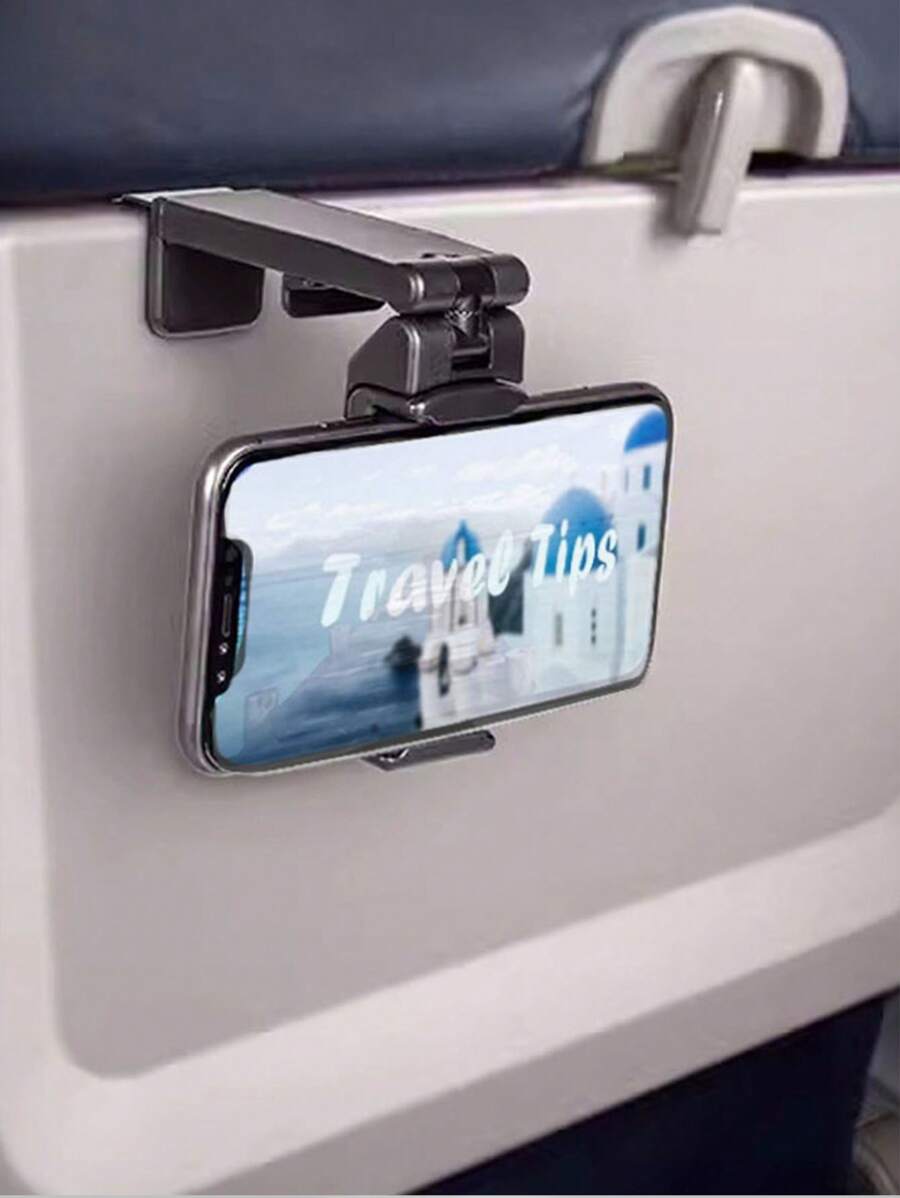 5/1/2 pièces Support de téléphone avion, support de voyage portable de bureau en vol pliable réglable rotatif avec retardateur, support de siège de train, charms de téléphone portable, accessoires de téléphone portable