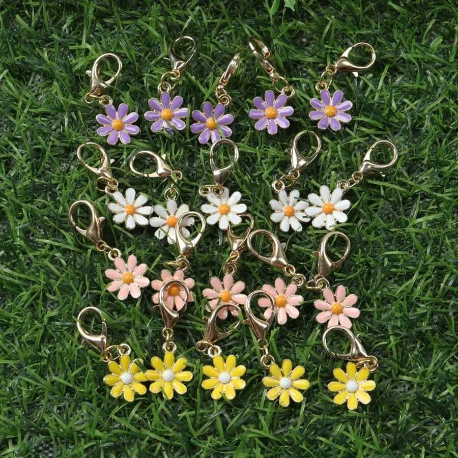 5 pièces Set de porte-clés floral charmant pour les cadeaux de fête - Petits charms de fleurs, idéal pour les mariages, anniversaires et célébrations en général, dans des couleurs assorties. Cadeau parfait pour la famille et les amis, symbolisant un bonheur éternel. Non électrique, convient aux plus de 14 ans. Accessoires de voiture, porte-clés de sac, école