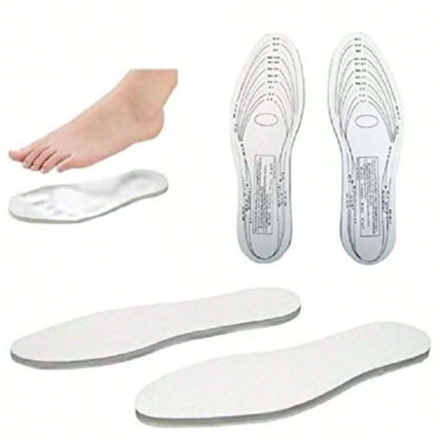 1Pair Memory Foam Insoles Shoe Comfort Unisex Size Cushion Feet Pad Heel Shock Super Soft Replacement Innersoles For Slippers Sneakers Running Shoes Boots Liners Comfort Cushioning Shoe Insert White