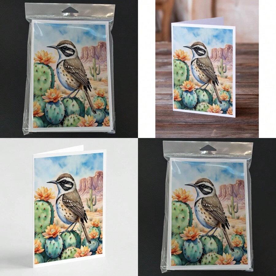 Paquete de 8 tarjetas de felicitación en blanco con sobres que presentan al pájaro cuco del desierto de Arizona, de tamaño A7 (5x7 pulgadas), notas en blanco con diseño caprichoso