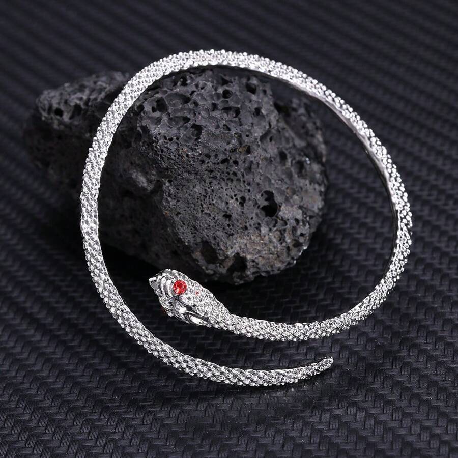 1pc Punk Snake Shape Bracelet For Women Fashion Simple Silver Color Zirconia Adjustable Cuff Bracelet Wedding Jewelry Gifts