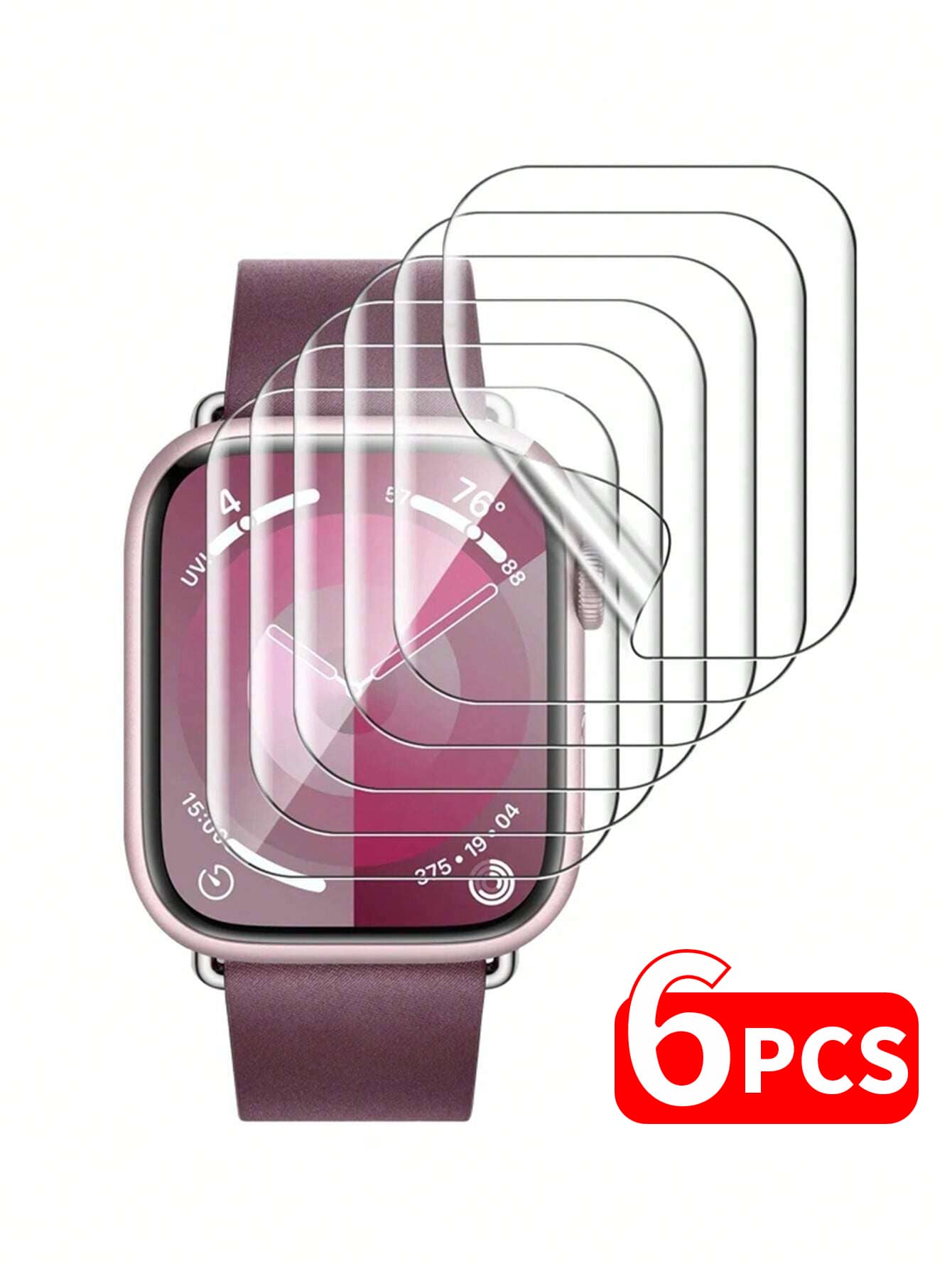 6pcs New Transparent TPU Hydrogel Screen Protector Film Compatible With Apple Watch 10th Gen 38/40/41/42/44/45/49mm, Applicable To Apple Watch Ultra/SE/8/7/6/5/4/3/2/1