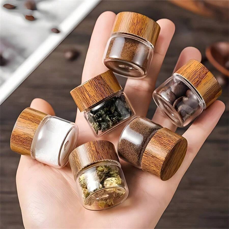 Paquete de 3/6 Mini botellas dispensadoras de vidrio - Inodoras, recipientes portátiles de 10 ml - Ideales para organización, viaje, cosméticos, picnic, camping, cocina