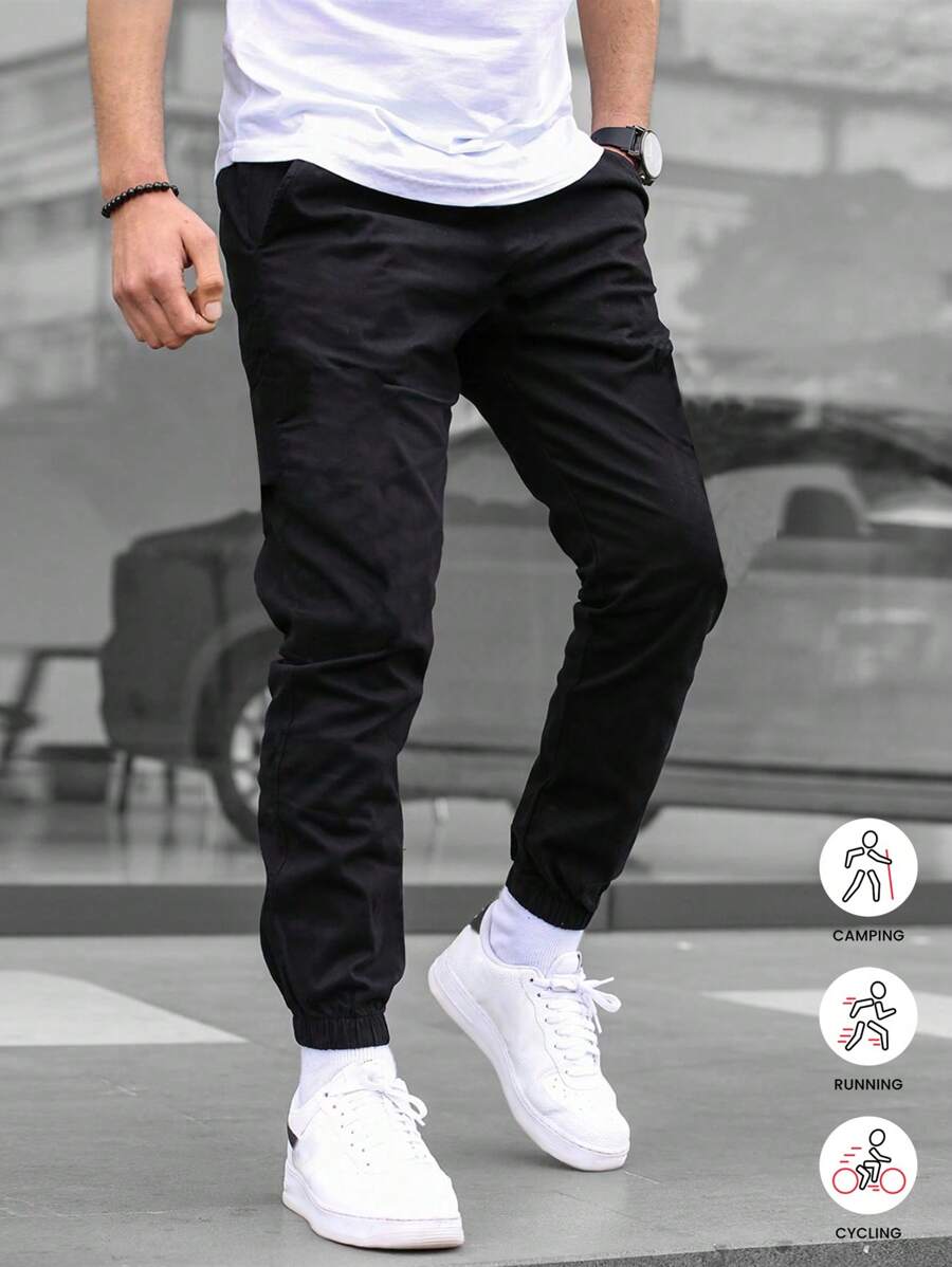 1pc Teenagers/Boys' Sports Outdoor Casual Minimalist Drawstring Waist Pants, New Spring/Autumn