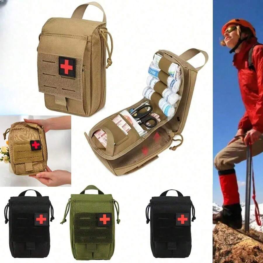 Bolsa táctica de primeros auxilios de nilón 1000D, bolsa pequeña desmontable multifunción (los suministros de primeros auxilios no están incluidos)