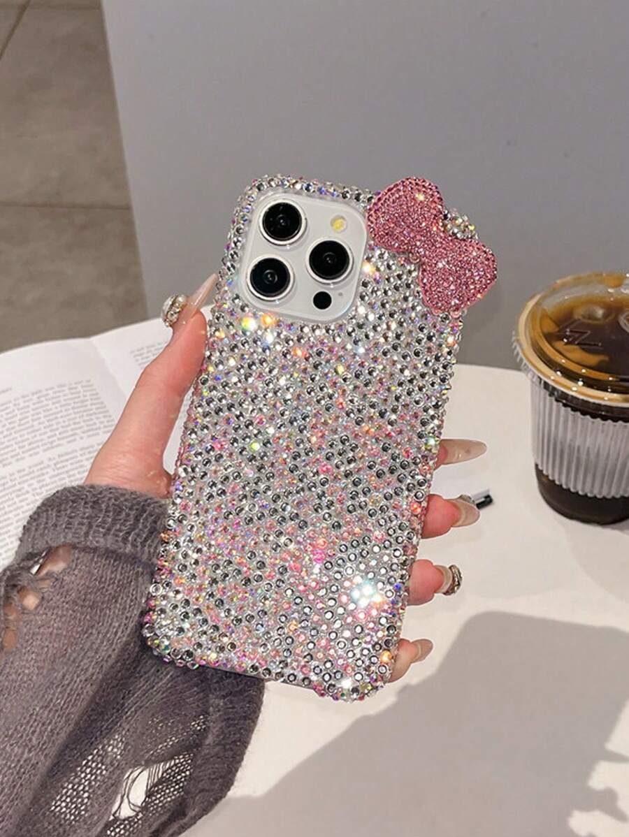 Luxury Fashion Crystal Rhinestone Framed Rhinestone Bowknot Phone Case Compatible With IPhone 16 Pro Max/15 Plus/XS Max/7