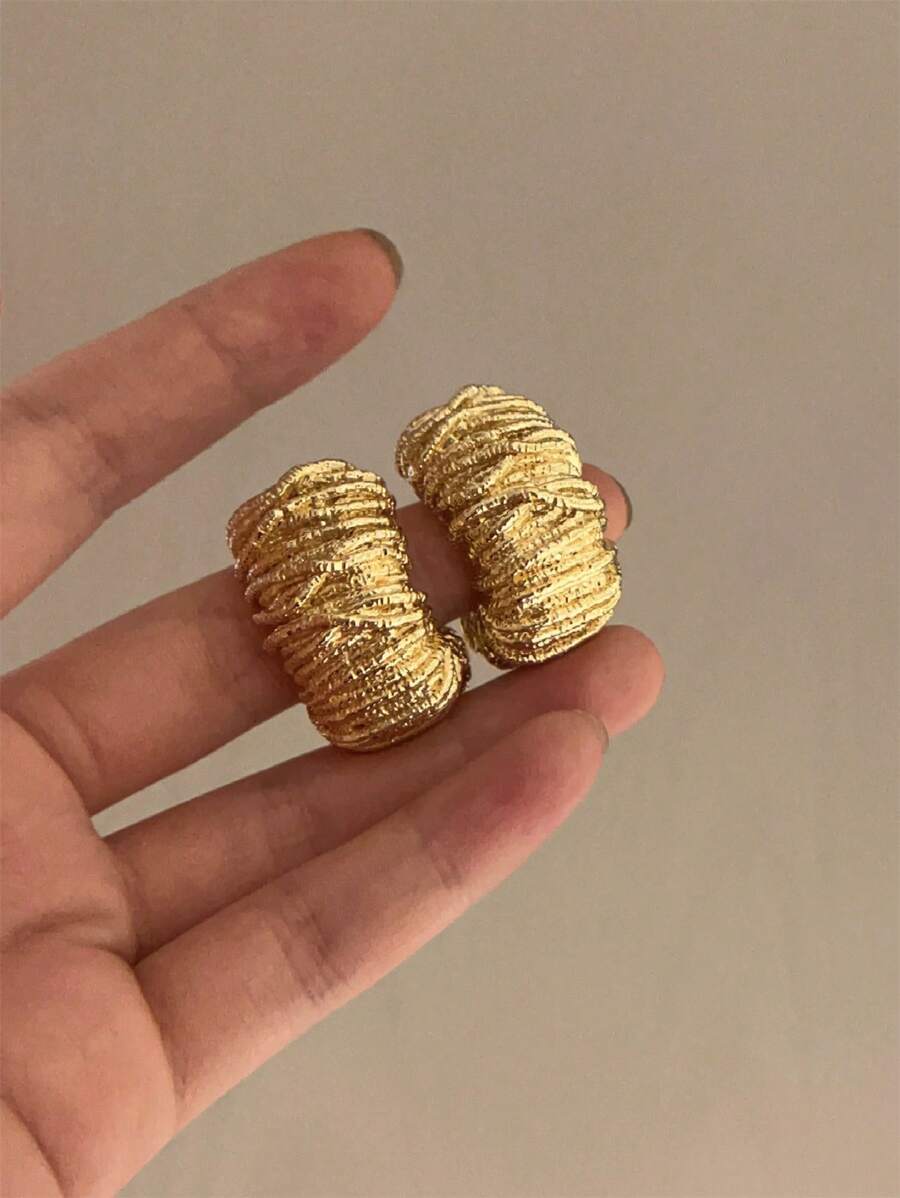 1 par de Pendientes de mujer con diseño geométrico metálico, joyería gruesa para fiesta y viaje