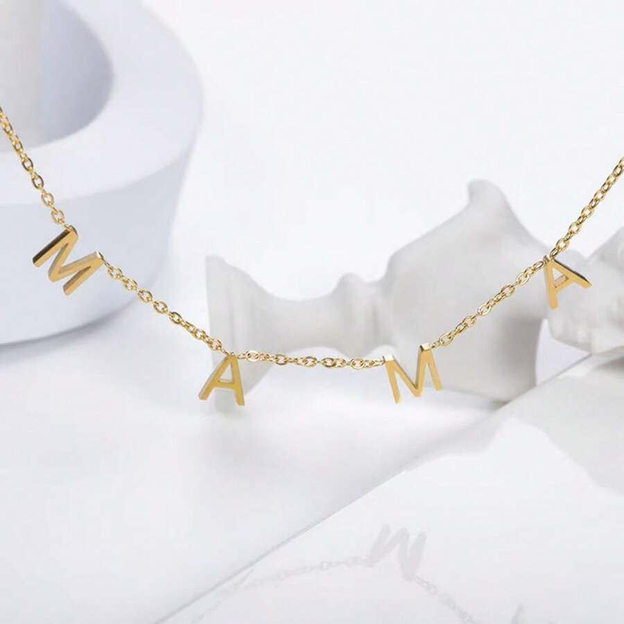 1pc Fashion Minimalist Letter Necklace For Women, Versatile Vintage Stainless Steel Necklace Suitable For Daily Wear