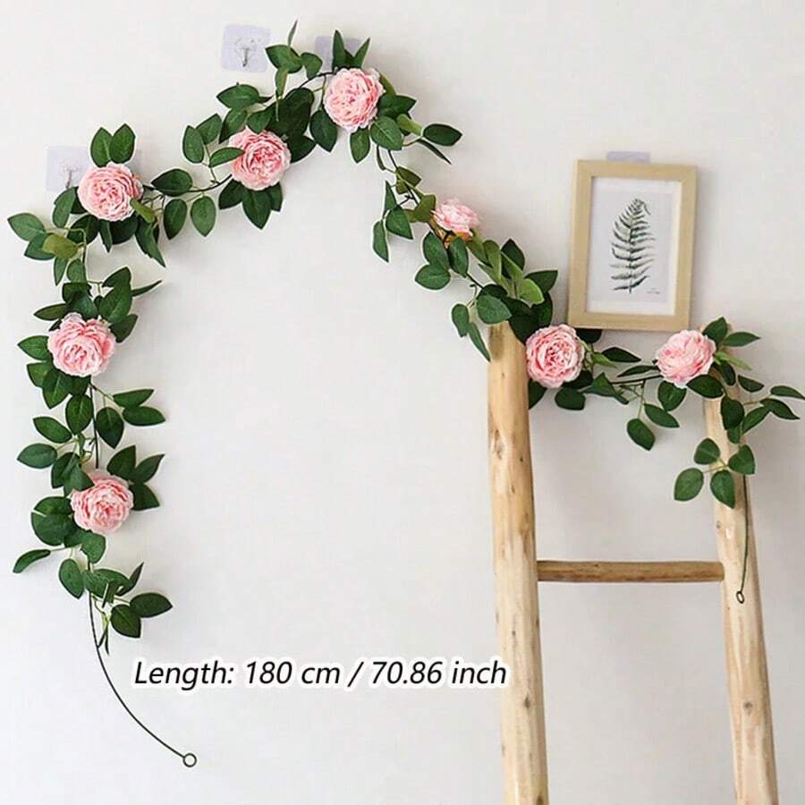 Pink Silk Peony Artificial Big Flowers Vines Wedding Party Wall Hanging Ivy Rattan Home Garden Dration Garland Green Plants