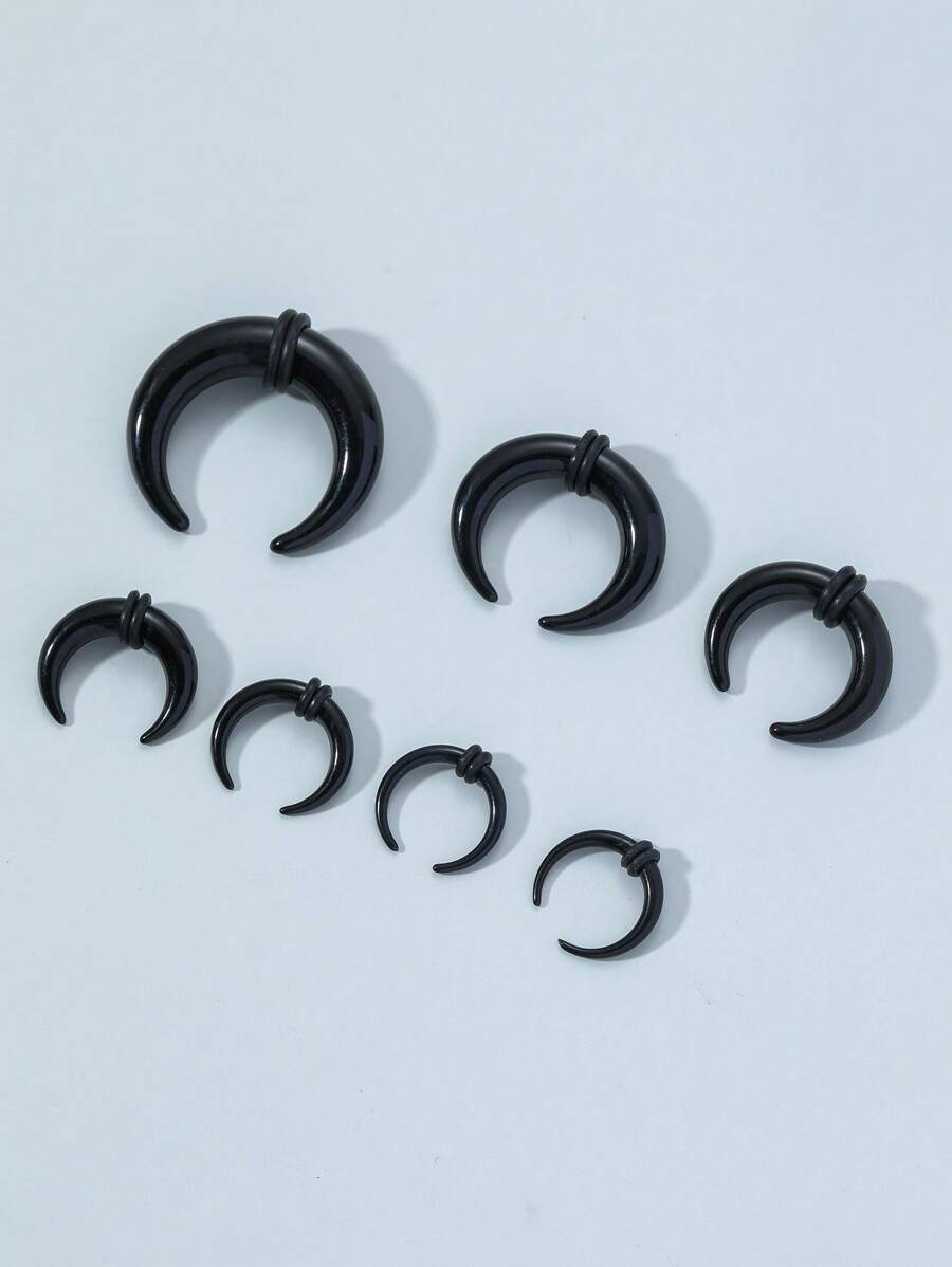 7pcs/Set Fashionable Transparent Invisible Acrylic Stretching Earplug Horn Shaped Ear Gauges