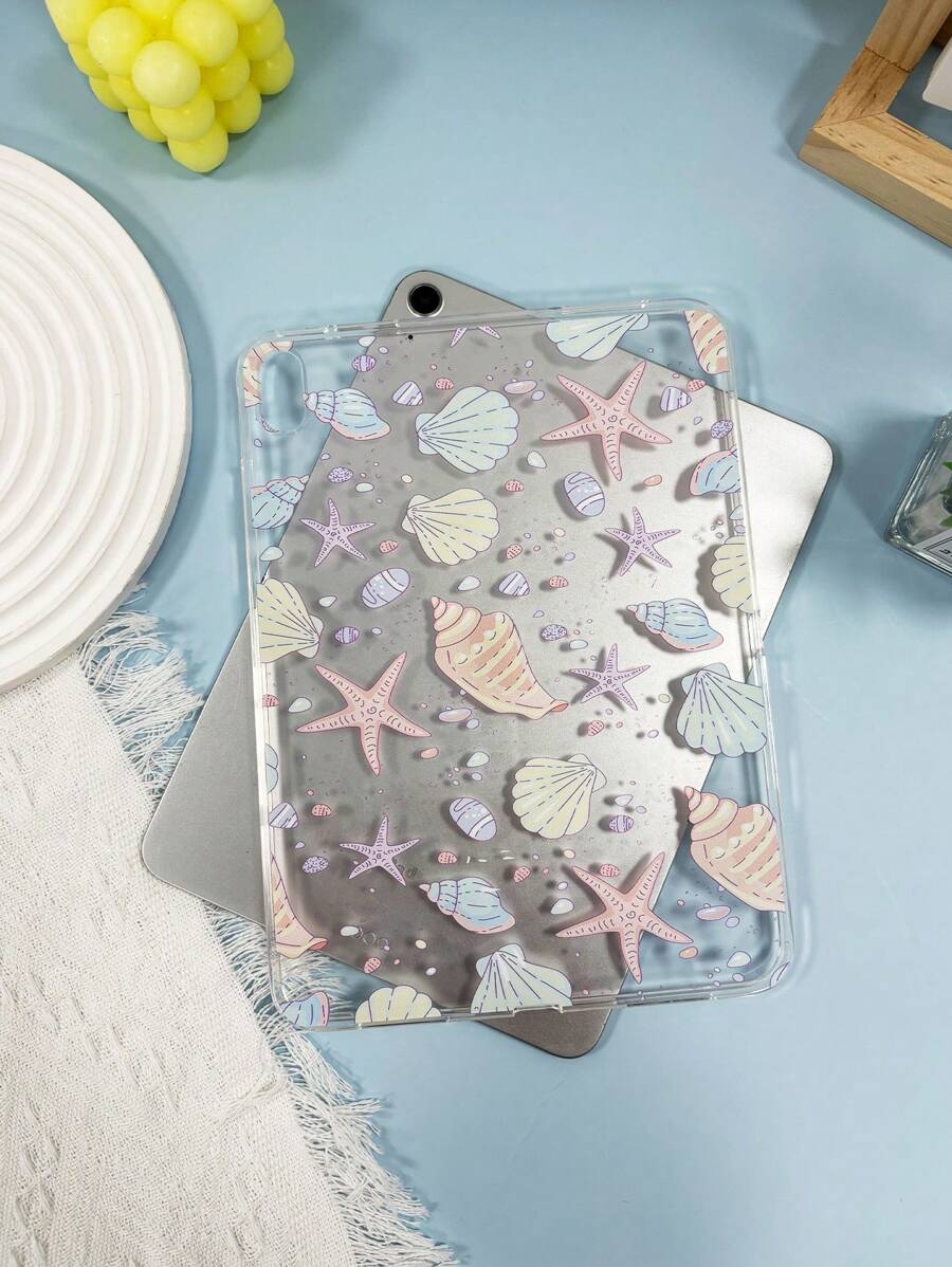 1pc Transparent Flat Shell With Colorful Starfish & Shell Pattern, Lightweight Ultra-Thin Soft Case, Minimalist/Personalized/Funny/Vacation/Summer/Marine Life, TPU Flat Tablet Shell Without Pen Slot, Compatible With IPad Mini1/2/3/Mini4/Mini5/Mini6/Air/Air2/9.7/10.2/10.5/Air4/Air5/10.9/Pro 11"/10th/Air 11-In.(M2)-2024/Pro11-In.(M4)-2024/IPad Air 11-Inch (M3) 2025/IPad (A16) 11 Inch 11th Generation 2025, A7/A8 Series. Product Does Not Include Pen.