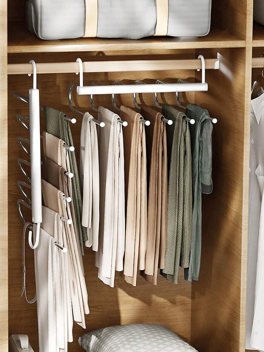 1pc Foldable PET Pants Hanger,Japanese Style Simple White Multifunctional Cloth Hanger