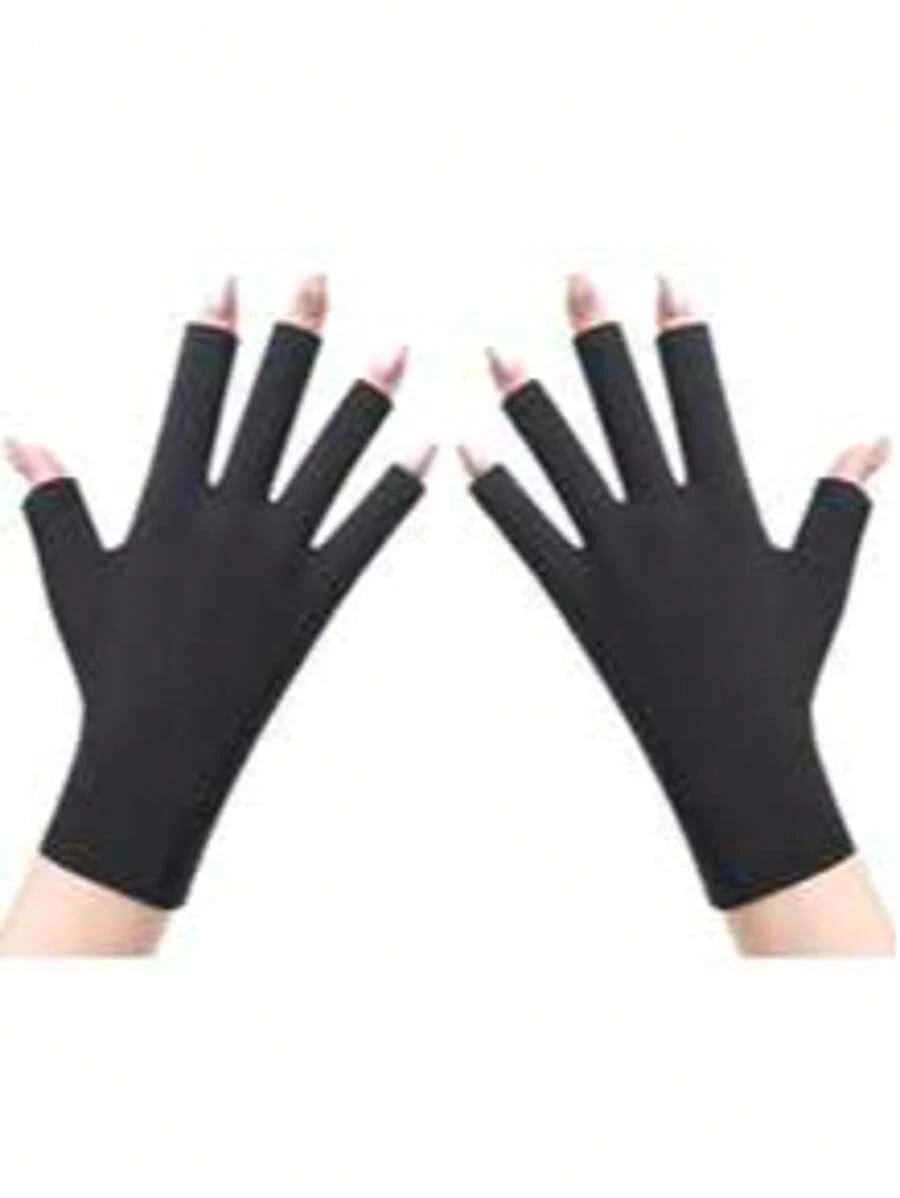 قفازات UV أظافر مع مصباح UV، قفازات جل للأظافر، قفازات نصف الأصابع مرنة، قفازات وقاية الأصابع البرة الصيفية من أشعة UV للبنات