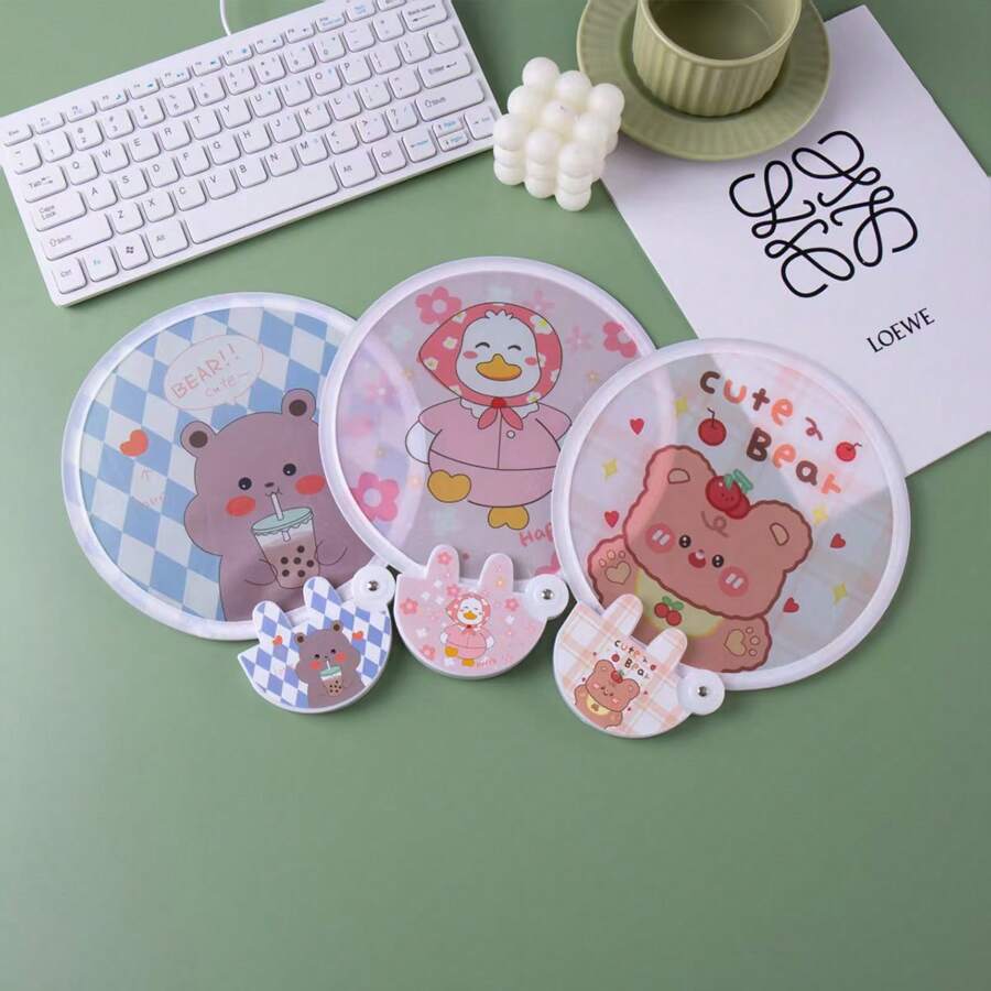 1 pezzo Ventaglio pieghevole carino a cartone animato, ventilatore portatile adatto per l estate all'aperto, studenti, regalo creativo