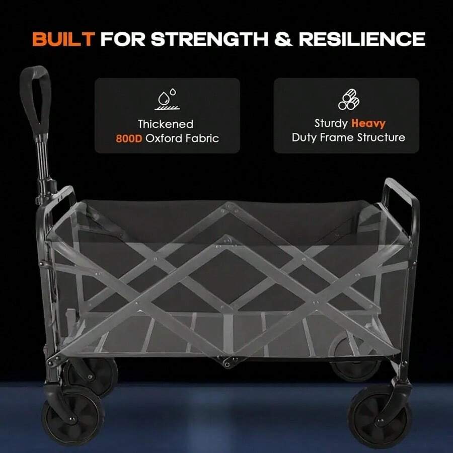1 Stück 150kg/150kg/200kg Faltbarer Transportwagen, Schwerlast Tragbarer Outdoor Strandwagen mit 360° Allrad-Rädern, Seitentaschen und großem Fassungsvermögen. Ideal für Rasen, Garten, Strand, Sport, Camping, Angeln und Grillen