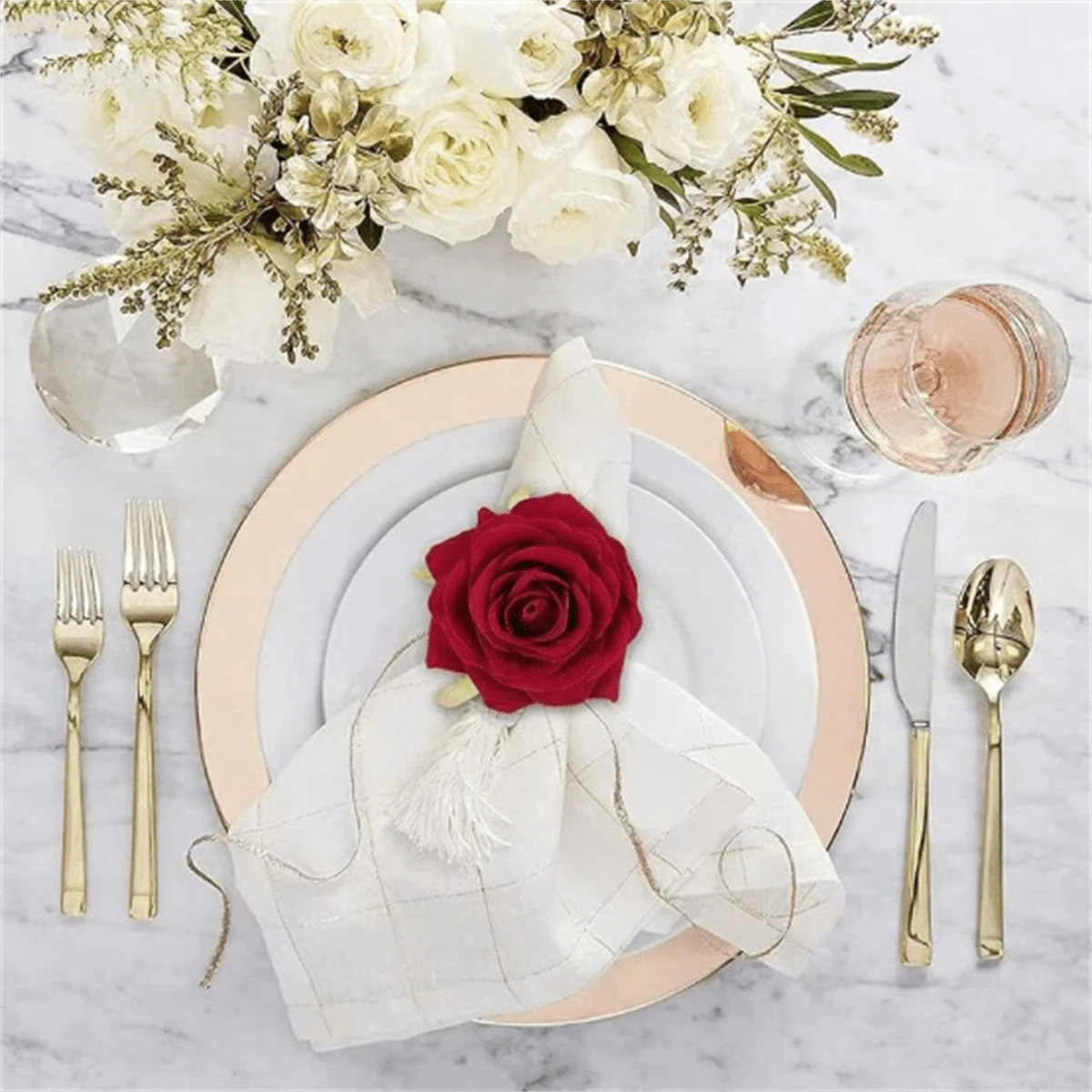 4/6pcs Lifelike Rose Napkin Rings, New Napkin Holders For Restaurant, Hotel Table Decorations, Suitable For Wedding, Decoration, Hotel, Festival, Etc.