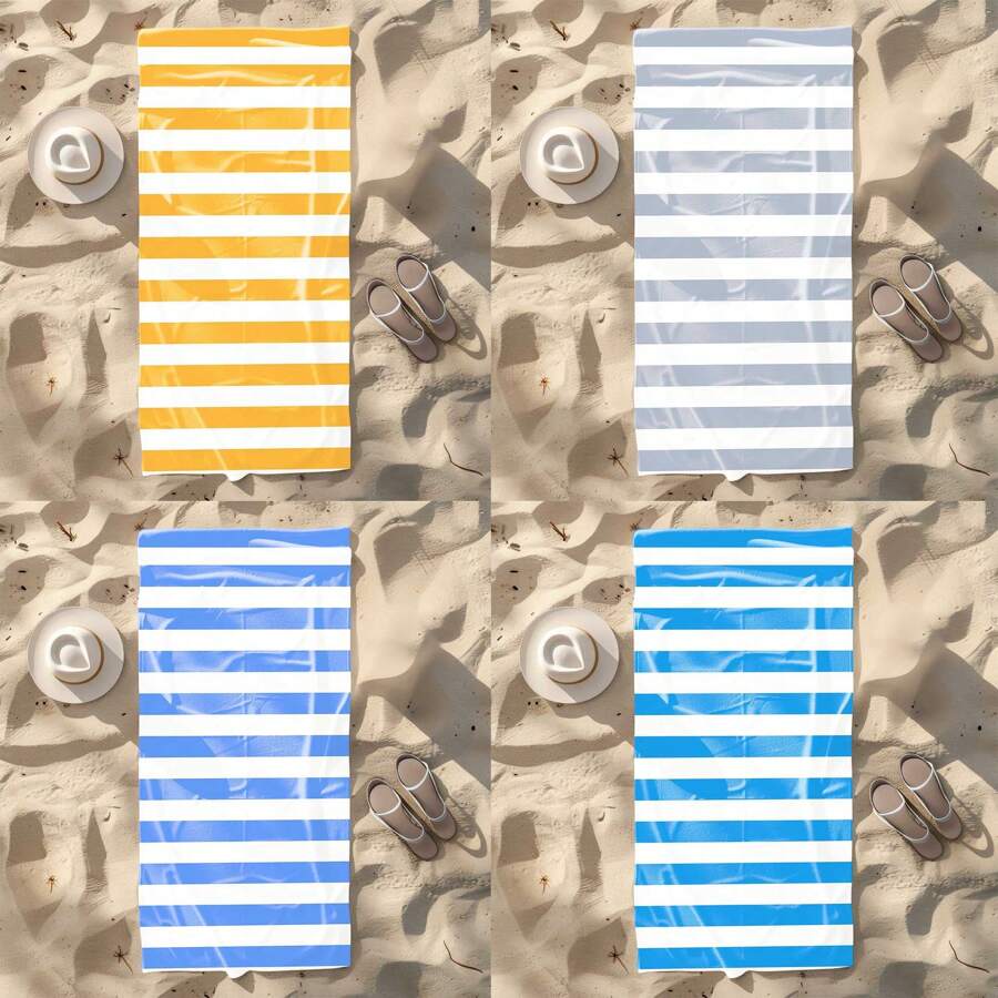 1 Stück gestreifte Strandtuch, weiches, saugfähiges Sonnenschutz-Strandtuch für Männer & Frauen