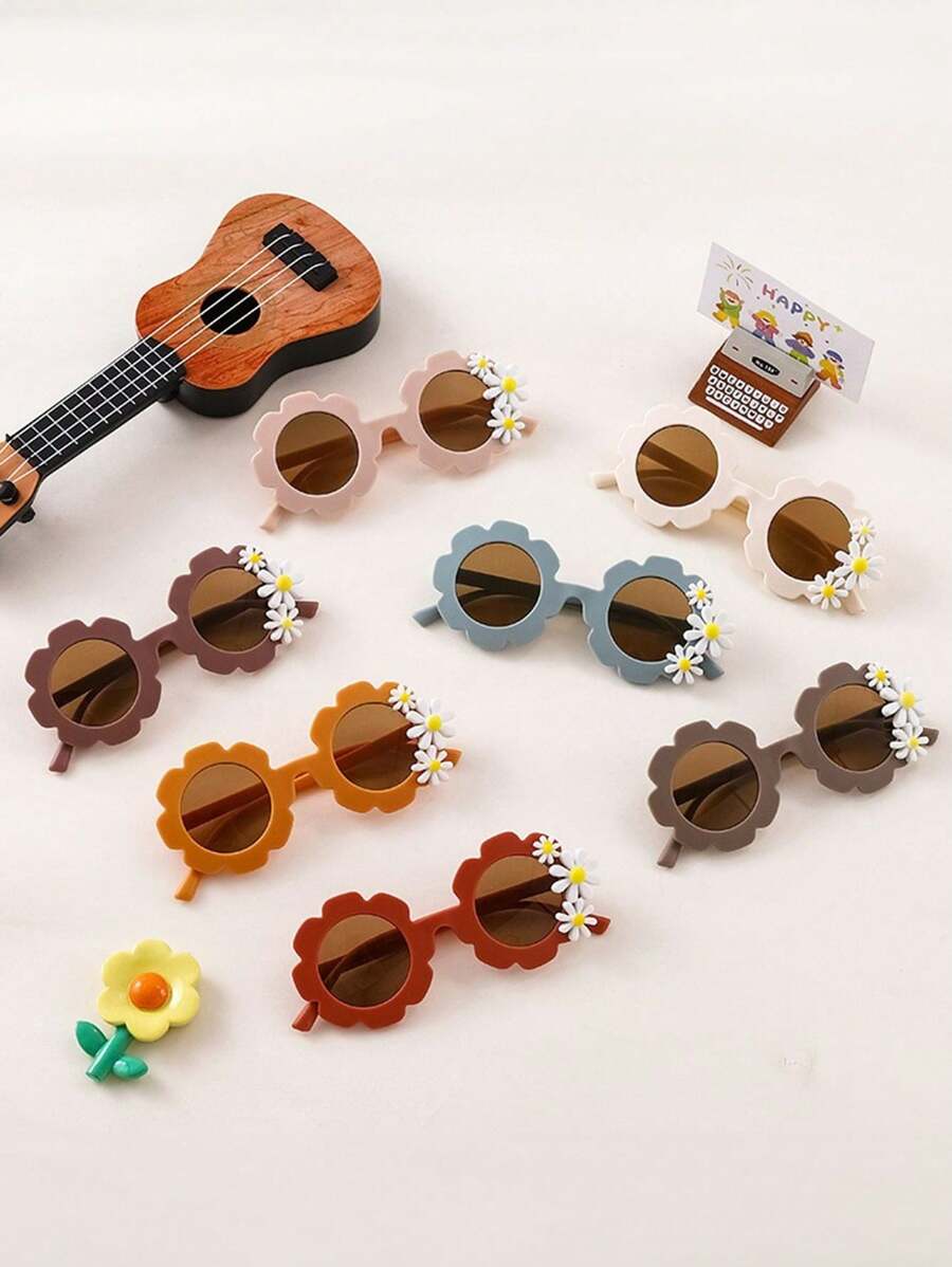 1 Pair Of Cute Children's Flower Shaped Glasses, Suitable For Boys And Girls Traveling, Photo Props, Daily Wear, Birthdays, And Gift Rewards