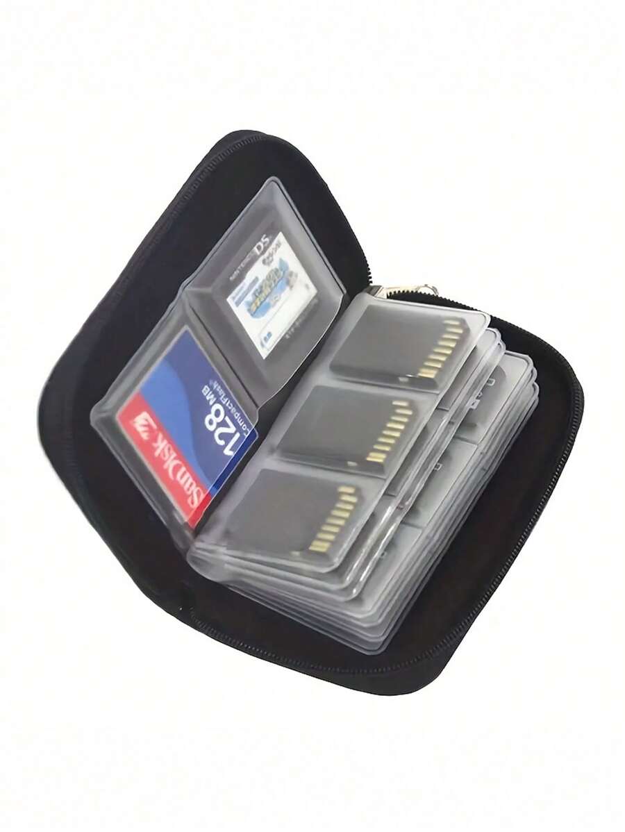 1 pièce Sac de rangement multifonction en PVC pour cartes mémoire, appareil photo, cartes CF, cartes SD