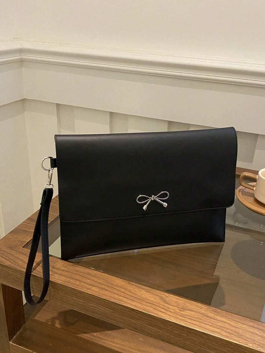 Fashionable Solid Color Simple Bow Decoration Envelope Flip Handbag, Suitable For Shopping, Wallets, Shopping, Young Women, College Students, Newcomers And White-Collar Workers. They Are Very Suitable For Offices, Universities, Work, Business, Commuting, Outdoor Activities, Travel, And Outings