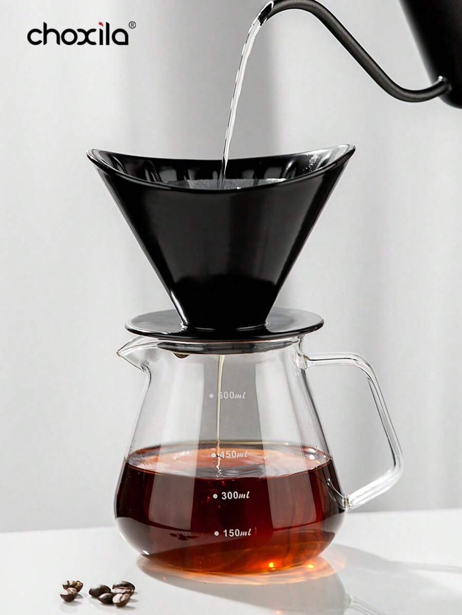 choxila 1pc V60 keramische koffiefilter, ingot-vormig overgietkoffiefilter, Sharing Pot druppelfilterbeker, herbruikbare kegelvormige overgietkoffiezetter met vleugelvormige zijkanten, koffie-accessoires