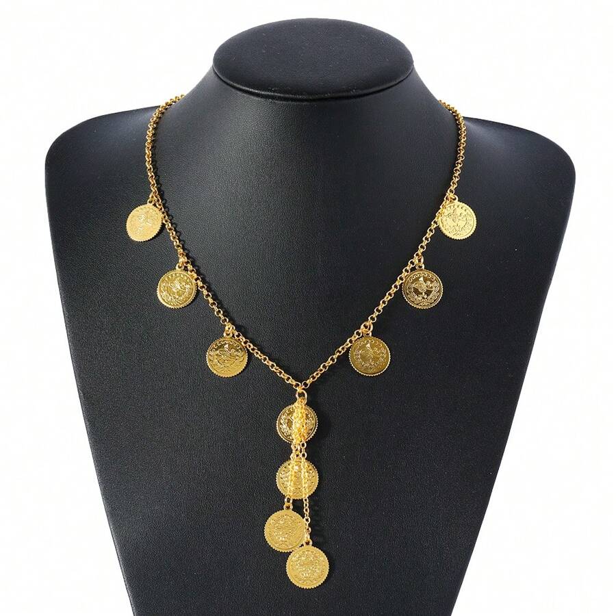 Collana con pendente a moneta antica vintage e ingrandito, di moda