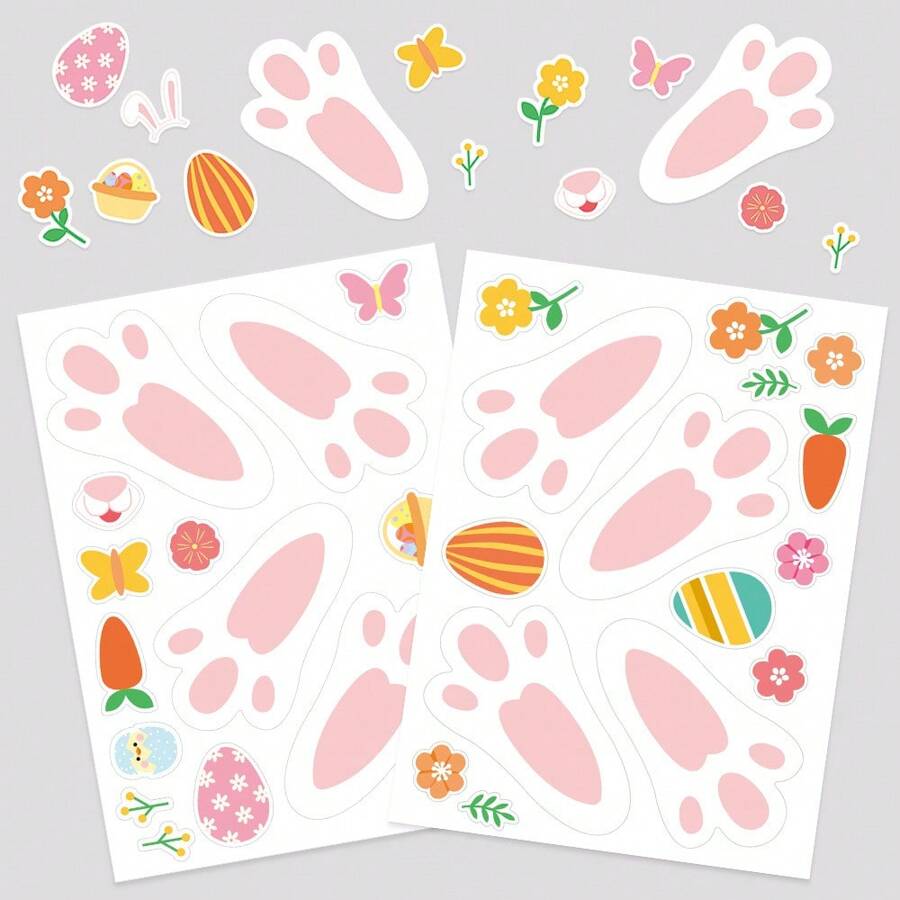 Set de 8 pegatinas decorativas de 20*14cm para Pascua, pegatinas con huellas de conejo para decoración de fiesta de Pascua, papel tapiz, decoración de Ramadán, regalos del Día de la Madre, velas, decoración de jardín, decoración de primavera, sala de estar, dormitorio, baño, cocina