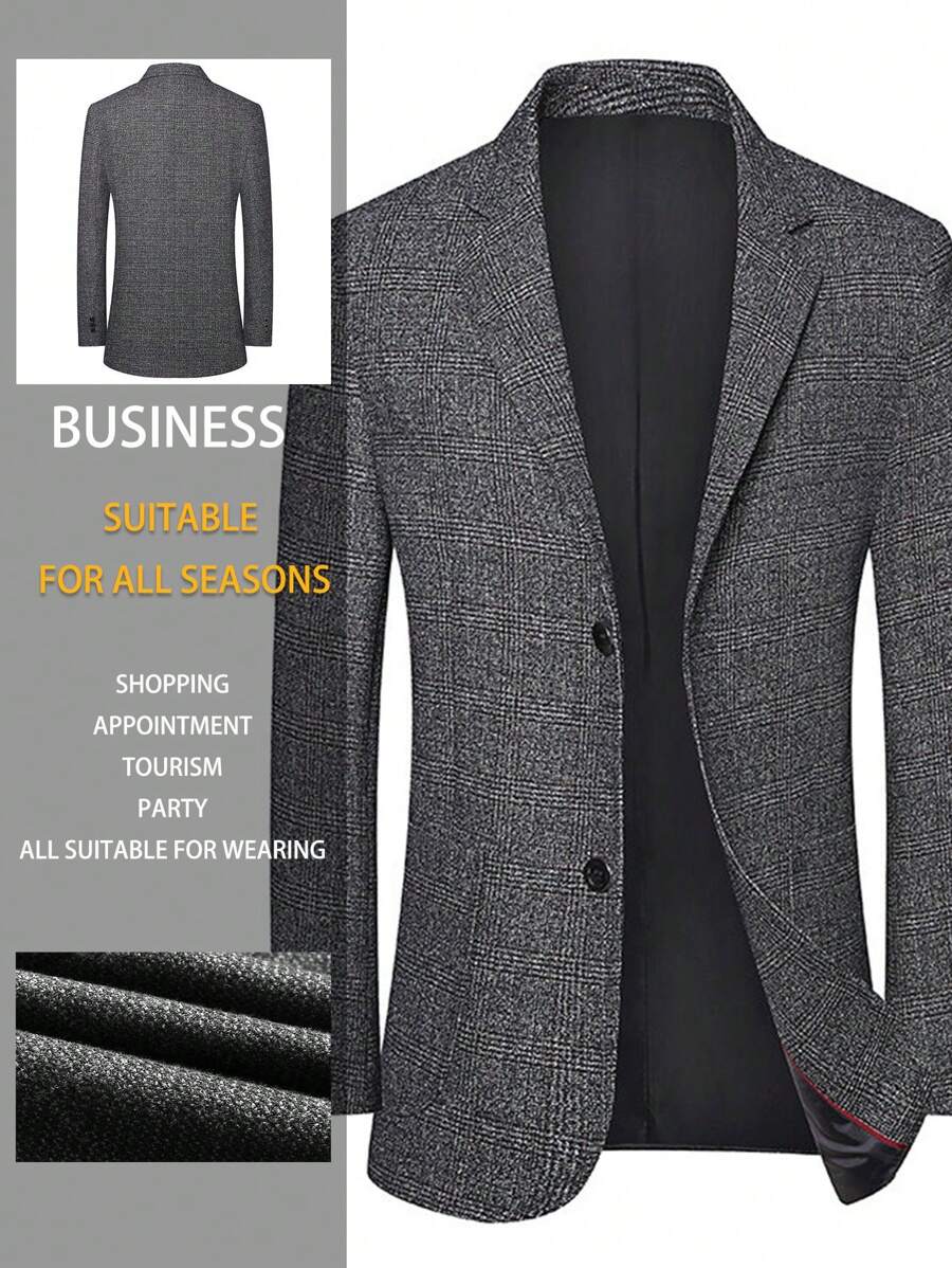 Blazer Simples para Todas as Estações para Homens, Vestuário Casual Profissional