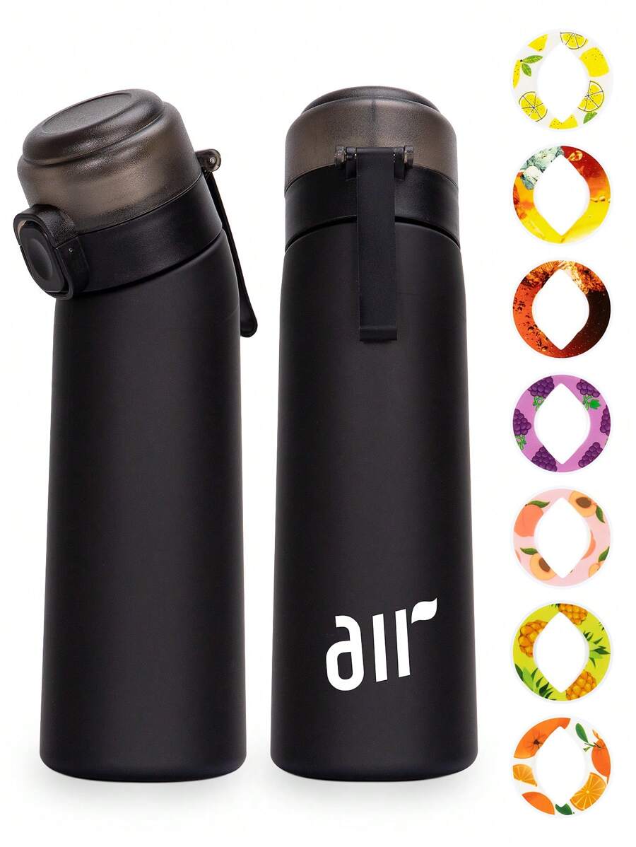 1 pièce Bouteille d'eau aromatisée, ensemble de démarrage de bouteille, bouteille de boisson avec un gobelet aromatisé aléatoire, convient pour les gymnases, les écoles, bouteille d'eau aromatisée