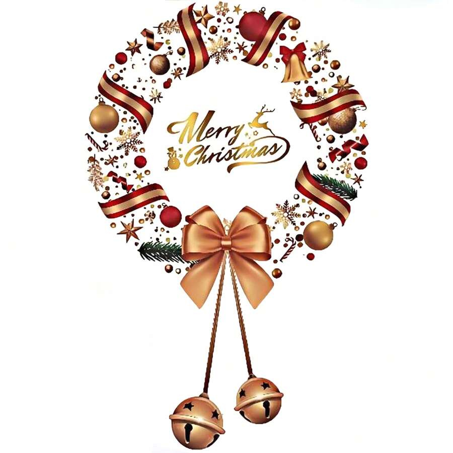 New Merry Christmas Wreath Electrostatic Stickers Window Stickers Cartoon Kids Room Stickers Wall Decoration