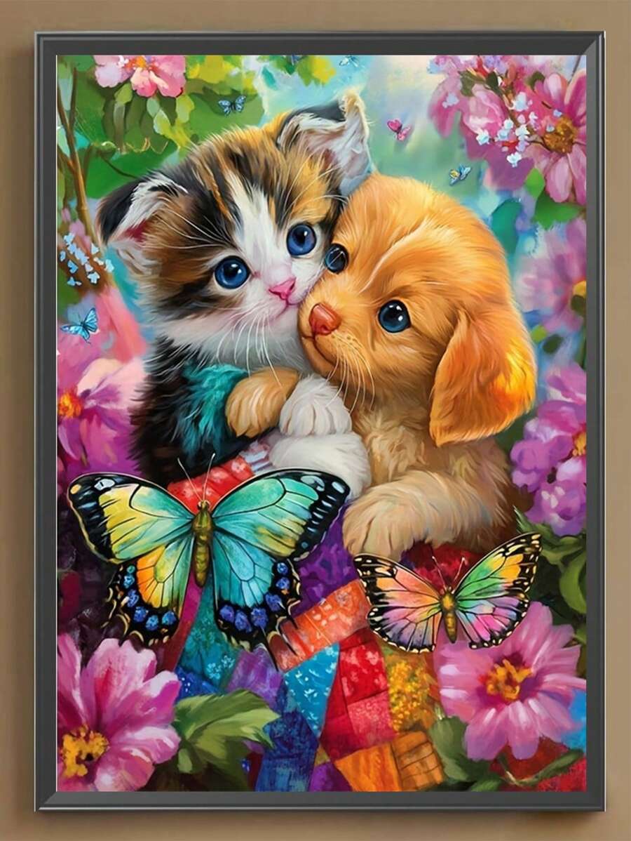 1pc 5D Diamond Painting Kit, Animal Painting, Full Round Diamond Embroidery Kit, Unframed Diamond Mosaic Decorative Gift, Birthday Present, Diamond Art Set For Adults Beginners, Round Full Drill Diamond Point, Suitable For Home Decor And Wall Decoration