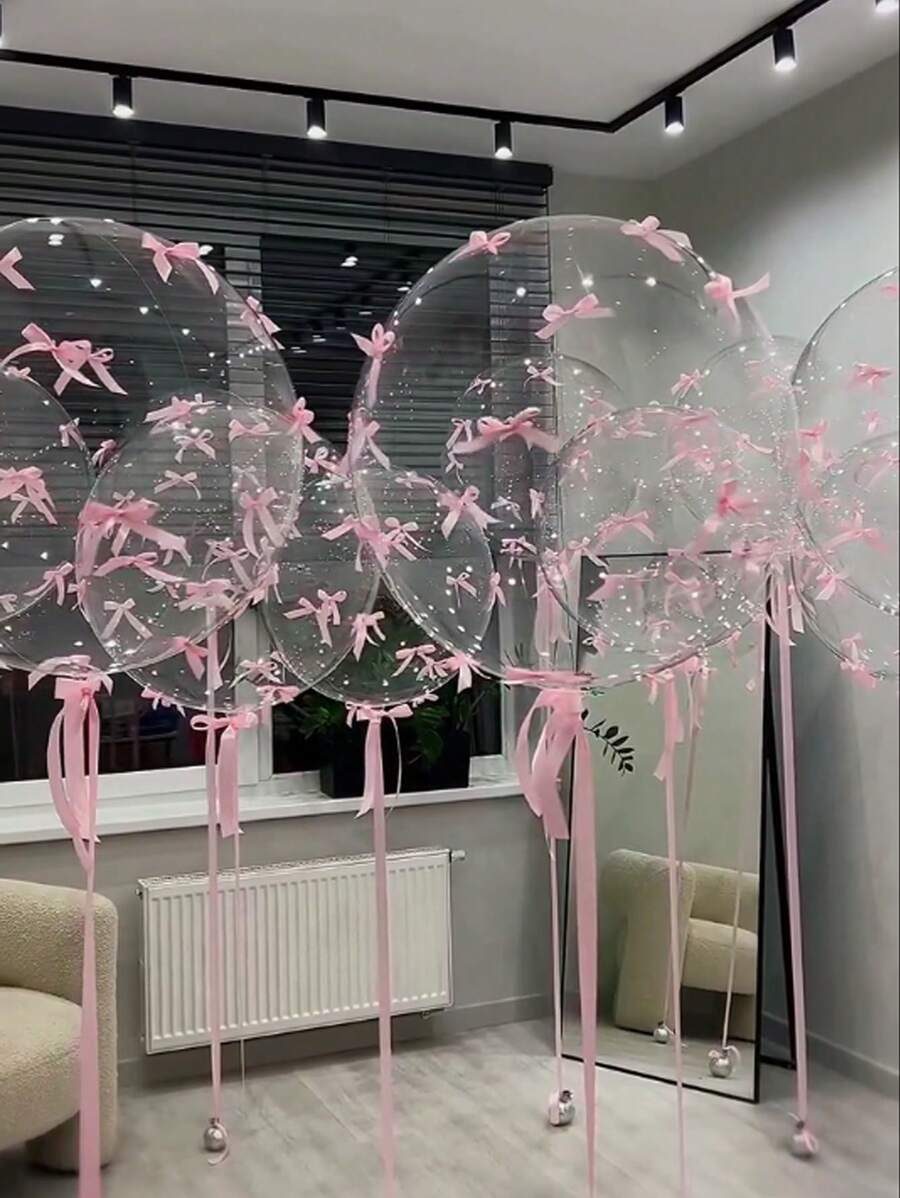 Set de 92 globos de látex blancos y rosas con lazo rosa, para celebridades de internet, fotografía al aire libre, decoración con lazos, Día de San Valentín, fiesta de cumpleaños familiar, boda