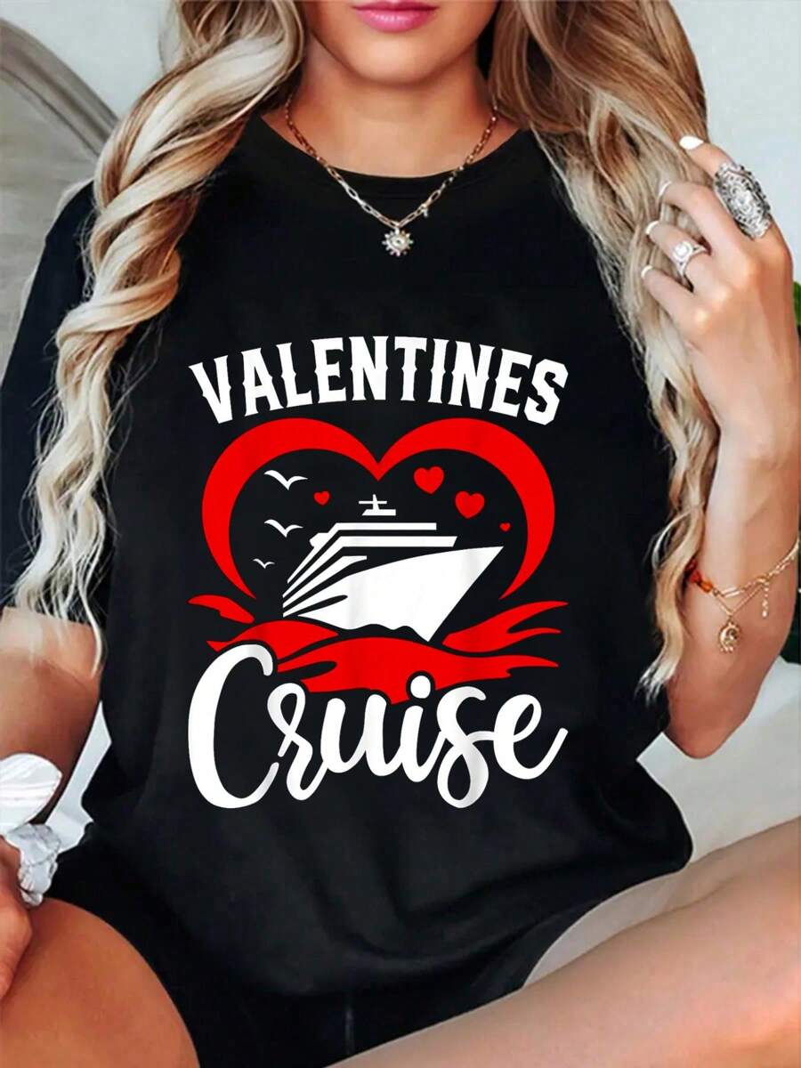 100% Cotton Valentine's Day Cruise Matching Couple Cruise Vacation T-Shirt