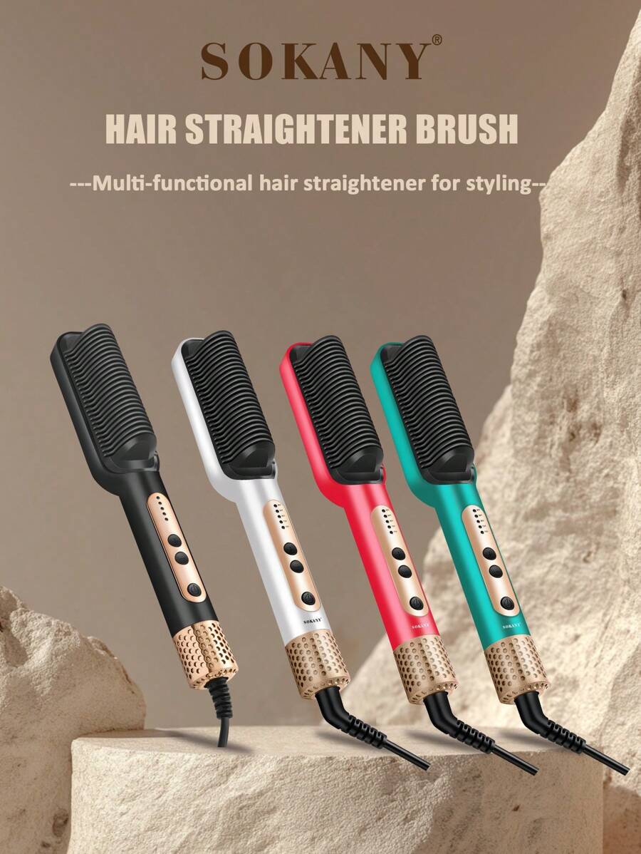 SOKANY Peigne lisseur pré-chauffé - doux pour les cheveux, lissage sans effort, crée des coiffures bouclées pour femmes